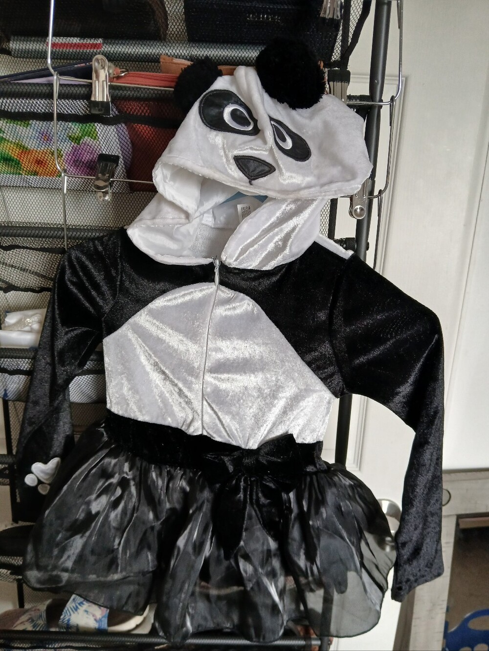 Kids Panda Costume Hoodie Dress - Black & White